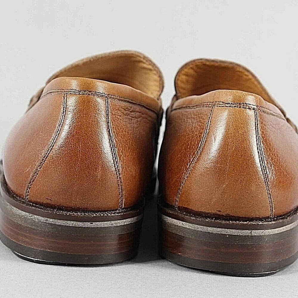 Dawjnson Sz 43.5 Handmade Cognac Brown Leather Men's Loafers - Picture 5 of 10